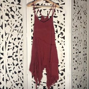 free people red spaghetti strap midi dress